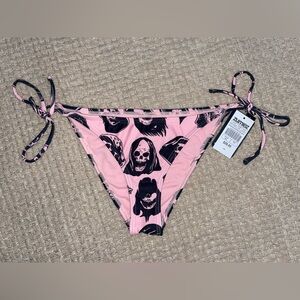 NEW Zumiez Broken Promises Pink & Black Cheeky Reaper String Bikini Bottom Large